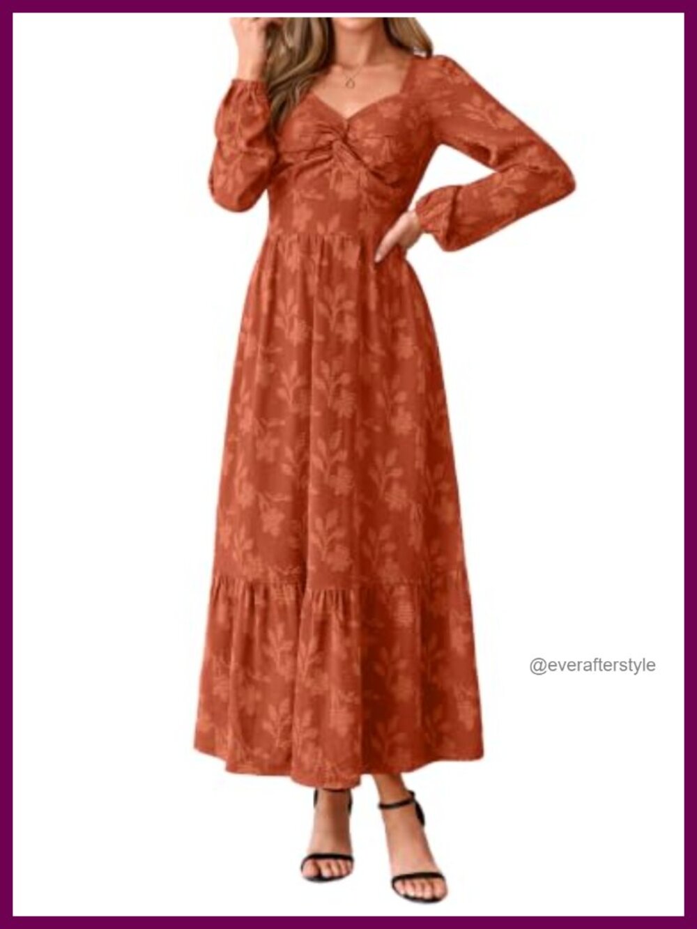 Boho floral maxi dress long sleeve wedding guest flowy A-line